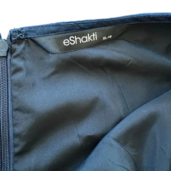 Eshakti Navy Blue Shimmer Swing Dress 16 - Picture 4 of 5